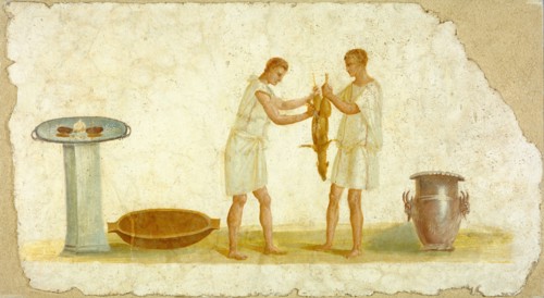 Fragment of a Fresco Panel with a Meal Preparation, A.D. 1-79. Creator: Unknown.