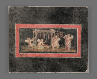 Fresco Fragment with Four Cupids Hanging Garlands, A.D. 50-79. Creator: Unknown.