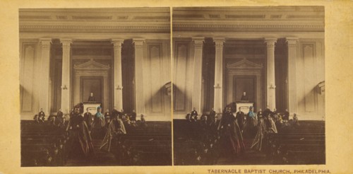 Tabernacle Baptist Church, Chestnut Street, West of Eighteen Street, Philadelphia., May 1861. Creators: A.M. McAllister & Brother, John Moran.