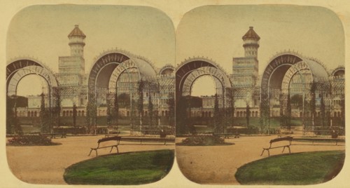 Crystal Palace - The Palace, from the Rosary, 1850s. Creator: London Stereoscopic & Photographic Co.