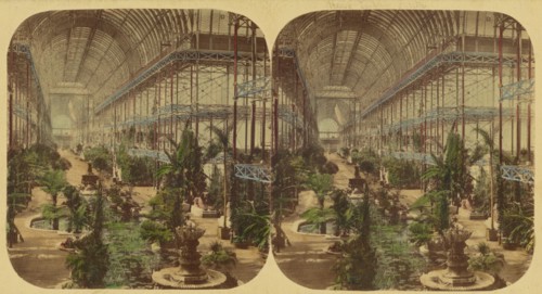 Crystal Palace; General View of The Nave, looking towards the South, taken from the Gallery, 1850s Creator: London Stereoscopic & Photographic Co.