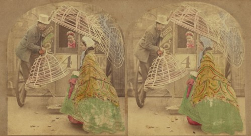 Werry sorry Mam, but yer'l av to leave yer Krinerline outside, about 1865. Creator: London Stereoscopic & Photographic Co.