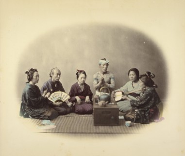 Japanese Singers, about 1868. Creator: Felice Beato.