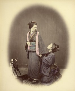 Putting on the Obi, or Gridle, 1866-1867. Creator: Felice Beato.