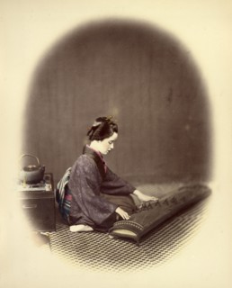 Girl Playing the Koto, 1866-1867. Creator: Felice Beato.