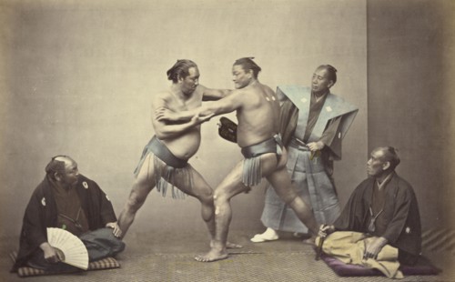 Representatives of Nio, the Japanese Hercules, 1866-1867. Creator: Felice Beato.