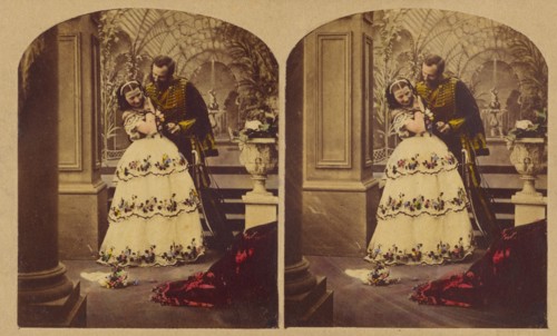 The Attempted Kiss, about 1857. Creators: London Stereoscopic & Photographic Co, Joseph John Elliott.