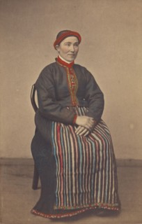 Pige fra Osterfjorden. woman in Norwegian costume, seated, 1866. Creator: Knud Knudsen.