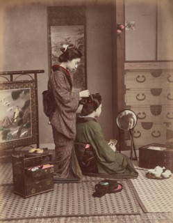Hair Dressing, 1870s-1890s. Creator: Kusakabe Kimbei.