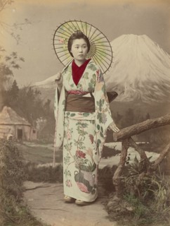 Woman with Parasol, 1880s-1890s. Creator: Kusakabe Kimbei.