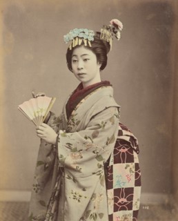 Young Woman with Fan, 1870s-1890s. Creator: Kusakabe Kimbei.