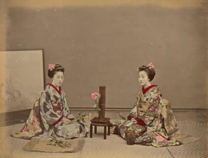Flower Kept Alive by Putting in Water, 1870s-1890s. Creator: Kusakabe Kimbei.