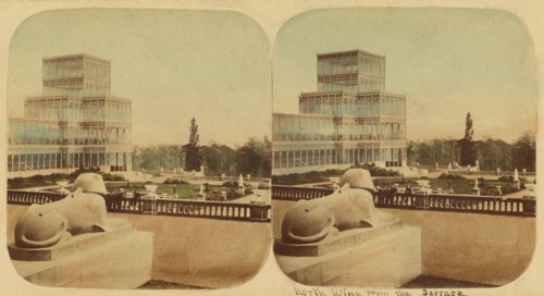 Crystal Palace - The North Wing From The Terrace, 1850s. Creator: London Stereoscopic & Photographic Co.