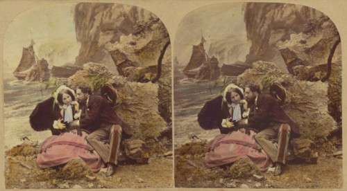 Seaside Sketches. A Smack Amongst The Rocks, about 1865. Creator: London Stereoscopic & Photographic Co.