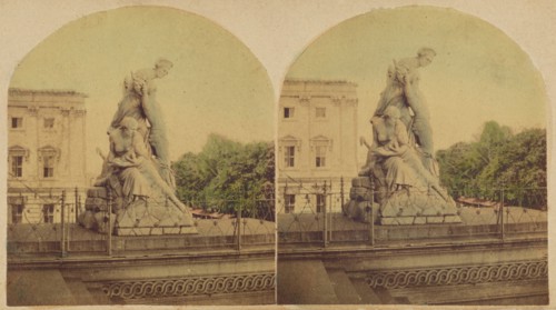 Civilization; A group by Greenough, at the eastern entrance of the Capitol, Washington, DC., 1860s Creator: New York Stereoscopic Company.