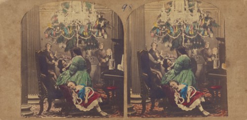Child's Dream. Pantomime, Ball Room, Christmas Tree. By Phiz., 1855-1860. Creator: Hablot Knight Browne.