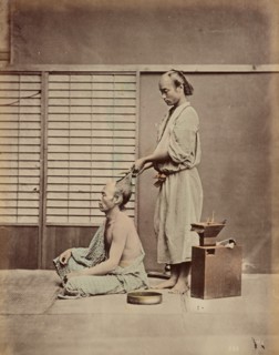 Hair Dressing in Japanese Style, 1870s-1890s. Creator: Kusakabe Kimbei.