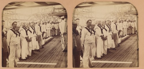 Gunners of the Battleship \Oregon,\ Manila Bay, Philippine Islands., 1899. Creator: RY Young.