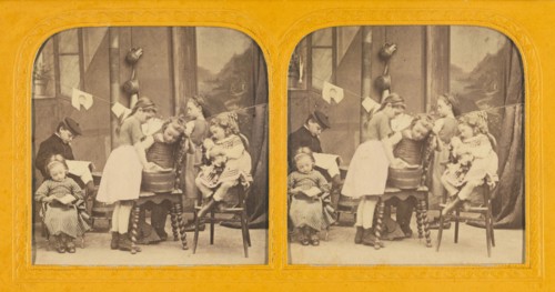Children washing clothes, about 1860. Creator: Unknown.