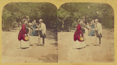 Group of people in a park, 1855-1860. Creator: Unknown.