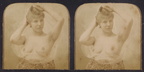 Woman with hands over head, breasts exposed, 1855-1860. Creator: Unknown.