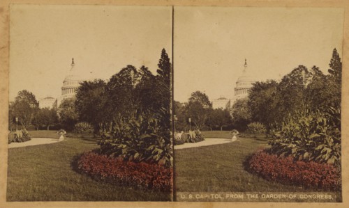 U.S. Capitol, From the Garden of Congress., about 1870. Creator: W. M. Chase.