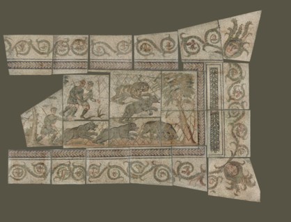 Fragmentary Mosaic Floor with Bear Hunt, 4th century A.D. Creator: Unknown.