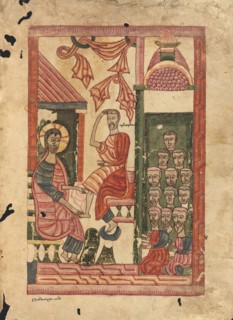 Christ Washing the Apostles' Feet; Gospel Book, 1583. Creator: Ghoukas.