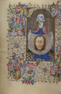 Saint Veronica Displaying the Sudarium; Book of Hours, about 1450-1455. Creator: Master of Guillebert de Mets.