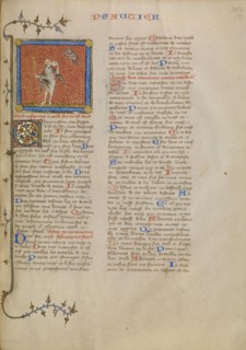 The Fool and a Demon, about 1360-1370. Creator: Master of Jean de Mandeville.