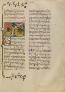 Moses Receiving the Tablets of the Law, about 1360-1370. Creator: Master of Jean de Mandeville.