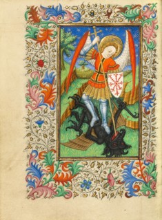 Saint Michael and the Dragon; Book of Hours, about 1430-1440. Creator: Fastolf Master.