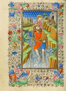 Saint Christopher Carrying the Christ Child; Book of Hours, about 1430-1440. Creator: Fastolf Master.