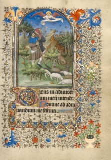 The Annunciation to the Shepherds; Book of Hours, about 1420-1430. Creator: Master of the Harvard Hannibal.
