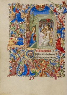 Saint Catherine Tended by Angels; Book of Hours, about 1420. Creator: Spitz Master.