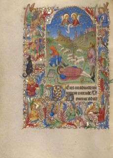The Annunciation to the Shepherds; Book of Hours, about 1420. Creator: Spitz Master.