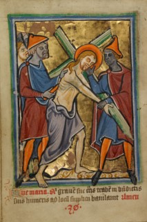 Christ Carrying the Cross, about 1190-1200; text added about 1480-1490. Creator: Unknown.