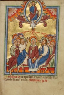 Pentecost, about 1190-1200; text added about 1480-1490. Creator: Unknown.