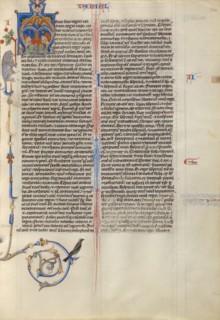 Initial A: Daniel in the Lions' Den; Abbey Bible, about 1250-1262. Creator: Unknown.