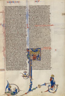 Initial P: The Ascension; Abbey Bible, about 1250-1262. Creator: Unknown.