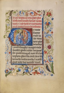 Initial O: The Virgin and Child Enthroned; Book of Hours, after 1460. Creator: Unknown.