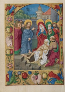 The Raising of Lazarus; Book of Hours, early 16th century. Creator: Unknown.
