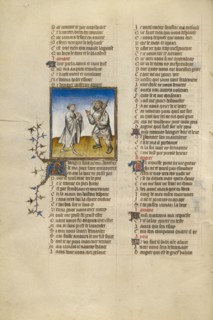 The Lover and the Personification of Resistance; Roman de la Rose, about 1405. Creator: Unknown.