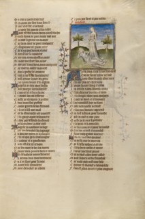 Female Personifications of Poverty and Franchise; Roman de la Rose, about 1405. Creator: Unknown.