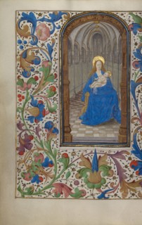 The Virgin and Child Enthroned within a Church; Book of Hours, about 1450-1455. Creator: Unknown.