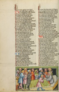 Jacob Blessing Joseph's Sons; Weltchronik, about 1400-1410. Creator: Unknown.
