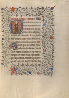 Initial V: Saint Anthony Abbot; Book of Hours about 1420. Creator: Unknown.