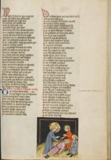 Jesus Raising a Dead Child; Weltchronik, about 1400-1410. Creator: Unknown.