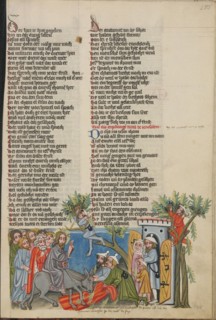 The Entry into Jerusalem; Weltchronik, about 1400-1410. Creator: Unknown.