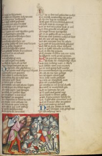 Shamgar Defeats the Philistines; Weltchronik, about 1400-1410. Creator: Unknown.
